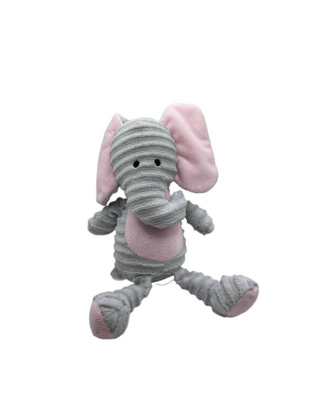Chickpea Gray Pink Ribbed Corduroy Elephant Plush 9" Baby Nursery Lovey Toy